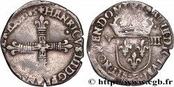 HENRI III Huitième d écu, croix de face 1585 Nantes TB