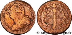 LOUIS XVI 2 sols dit au faisceau , type FRANÇOIS 1792 Lille