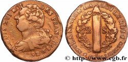 LOUIS XVI (MONARQUE CONSTITUTIONNEL) 2 sols dit au faisceau , type FRANÇOIS 1792 Lille