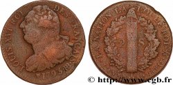 LOUIS XVI 2 sols dit  au faisceau , type FRANÇAIS 1793 Strasbourg