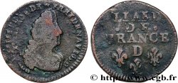 LOUIS XIV THE SUN KING Liard, 3e type, buste âgé 1699 Lyon