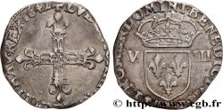 LOUIS XIII Huitième d écu, à la croix fleurdelisée, titulature côté croix 1642 Angers