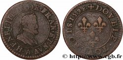 HENRI IV LE GRAND Double tournois, 2e type de Paris (légende française) 1598 Paris, Moulin des Étuves