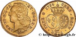 LOUIS XV DIT LE BIEN AIMÉ Double louis d’or aux écus ovales, tête ceinte d’un bandeau 1754 Pau