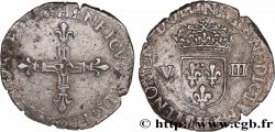 HENRI IV LE GRAND Huitième d écu, croix bâtonnée et fleurdelisée de face 1608 La Rochelle