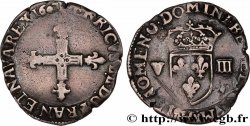 HENRI IV LE GRAND Huitième d écu, croix bâtonnée et fleurdelisée de face 1607 La Rochelle