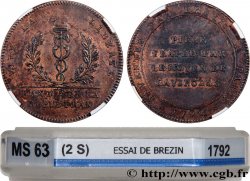 CONFIANCE (MONNAIES DE...) Essai de Brézin au Caducée 1792  SPL63