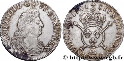 LOUIS XIV LE GRAND OU LE ROI SOLEIL Demi-écu aux insignes 1701 Strasbourg TTB/TTB+
