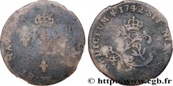 LOUIS XV DIT LE BIEN AIMÉ Double sol de billon 1742 Paris