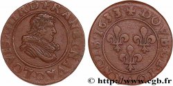 LOUIS XIII LE JUSTE Double tournois, type 8 1633 Lyon