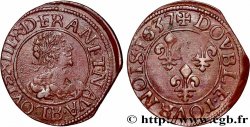 LOUIS XIII LE JUSTE Double tournois, type 9 de Villeneuve 1637 Saint-André de Villeneuve-lès-Avignon TTB+