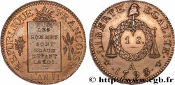 LA CONVENTION Essai de la pièce d’un sol dite  à la table de Loi  1793 Paris SUP