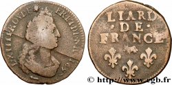 LOUIS XIV THE SUN KING Liard, 3e type, buste âgé 1697 Pau