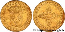 LOUIS XIV LE GRAND OU LE ROI SOLEIL Écu d or au soleil, à la croix anillée fleurdelisée 1646 Amiens TTB+