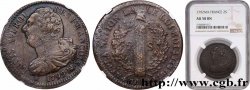 LOUIS XVI (MONARQUE CONSTITUTIONNEL)  2 sols dit  au faisceau , type FRANÇOIS, légende fautée avec LA LE LOI ROI 1792 Marseille SUP58