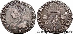 CHARLES IX Teston, 3e type 1567 Bayonne TB+