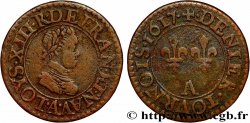 LOUIS XIII LE JUSTE Denier tournois, type 1 1617 Paris