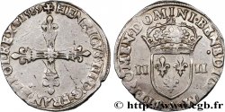HENRY III Quart d écu, croix de face 1589 Paris