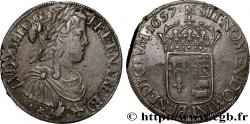 LOUIS XIV LE GRAND OU LE ROI SOLEIL Écu de Béarn, portrait à la mèche longue 1657 Morlaàs TTB