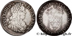 LOUIS XIV  THE SUN KING  Demi-écu, portrait à la mèche longue 1651 Bayonne
