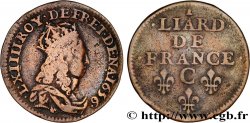 LOUIS XIV LE GRAND OU LE ROI SOLEIL Liard de cuivre, 2e type 1656 Caen