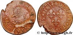 LOUIS XIII  Double tournois, type 14 1639 La Rochelle