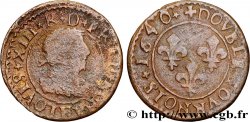 LOUIS XIII LE JUSTE Double tournois, 15e type de La Rochelle 1640 La Rochelle