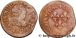 LOUIS XIII Double tournois, 15e type de La Rochelle 1640 La Rochelle
