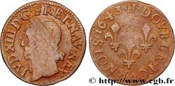 LOUIS XIII LE JUSTE Double tournois, type de Warin 1643 La Rochelle