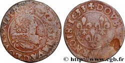 LOUIS XIII LE JUSTE Double tournois, type 8 1633 Lyon