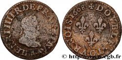 HENRY IV Double tournois, 2e type de Paris (légende française) 1608 Paris