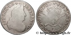 LOUIS XIV LE GRAND OU LE ROI SOLEIL Demi-écu aux insignes 1701 Bayonne
