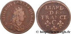 LOUIS XIV LE GRAND OU LE ROI SOLEIL Liard de cuivre, 2e type 1655 Caen