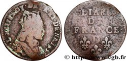 LOUIS XIV LE GRAND OU LE ROI SOLEIL Liard de cuivre, 2e type 1655 Vimy-en-Lyonnais (actuellement Neuville-sur-Saône)
