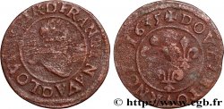 LOUIS XIII LE JUSTE Double tournois, type 8 1635 Lyon