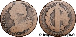 LOUIS XVI (MONARQUE CONSTITUTIONNEL) 2 sols dit au faisceau , type FRANÇOIS 1792 Paris