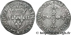 LOUIS XIII  Quart d écu, à la croix fleuronnée, titulature côté écu 1642 Aix-en-Provence XF