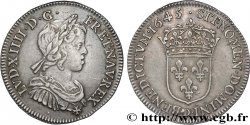 LOUIS XIV  THE SUN KING  Quart d écu, portrait à la mèche courte 1645 Lyon AU/AU