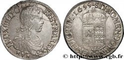 LOUIS XIV  THE SUN KING  Écu de Navarre, portrait à la mèche longue 1655 Saint-Palais AU