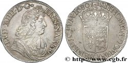 LOUIS XIV  THE SUN KING  Écu de Béarn, portrait à la cravate courte 1680 Pau AU/AU