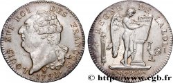 LOUIS XVI Écu dit  au génie , type FRANÇOIS 1792 Limoges AU/MS