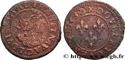 LOUIS XIII LE JUSTE Double tournois, type 7 de Lyon, buste viril barbu et drapé 1630 Lyon