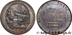 REVOLUTION COINAGE Monneron de 5 sols au serment 1792  AU