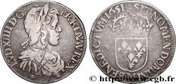 LOUIS XIV LE GRAND OU LE ROI SOLEIL Demi-écu, portrait à la mèche longue 1651 Toulouse