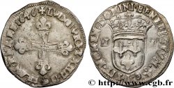 LOUIS XIV LE GRAND OU LE ROI SOLEIL Quart d écu, titulature côté croix 1646 Bayonne