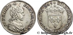 LOUIS XIV  THE SUN KING  Quart d écu, portrait à la mèche courte 1643 Paris, Monnaie de Matignon AU