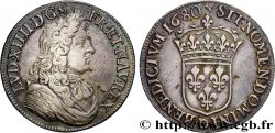 LOUIS XIV  THE SUN KING  Demi-écu, portrait à la cravate courte 1680 Lyon AU/AU