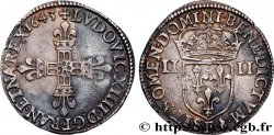LOUIS XIV THE SUN KING Quart d écu, titulature côté croix 1643 Angers
