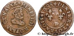 HENRI IV LE GRAND Denier tournois 1608 Lyon