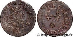 LOUIS XIII  Denier tournois, buste laurée avec fraise 1635 Saint-Palais XF